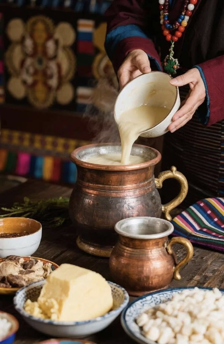 Butter tea being poured