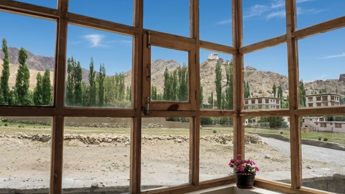 View of Leh from a room window
